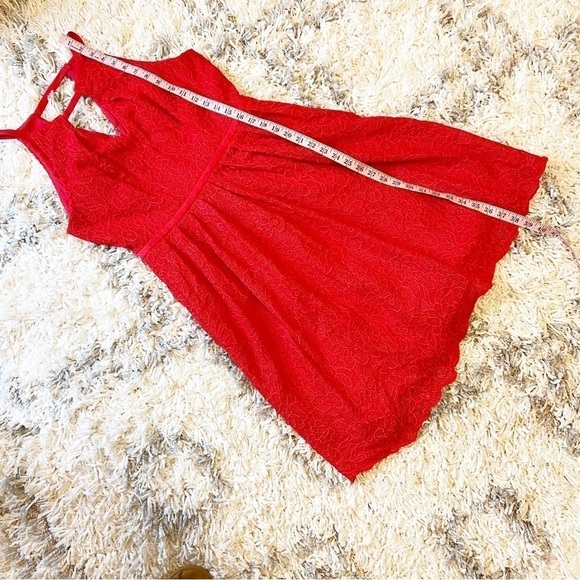 Adrianna Papell | Red Fit and Flare Lace Formal Dress Size 10 - Picture 12 of 12